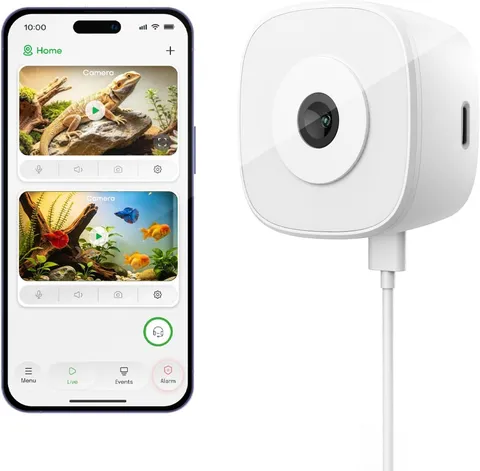 3MP Aquarium Reptile Camera Window Pet Security Camera | No Drill Magnetic Mount