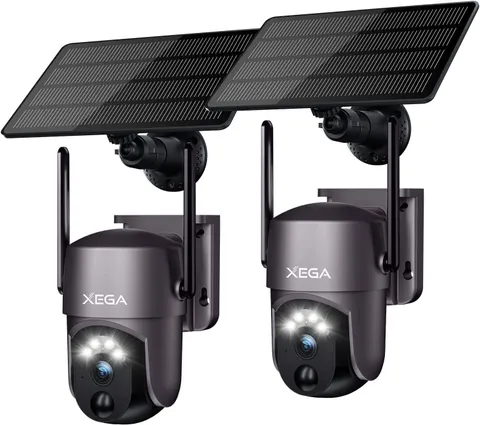 2 Pack Security Camera Wireless Outdoor 2K 360° PTZ Camera Solar Security Cam...