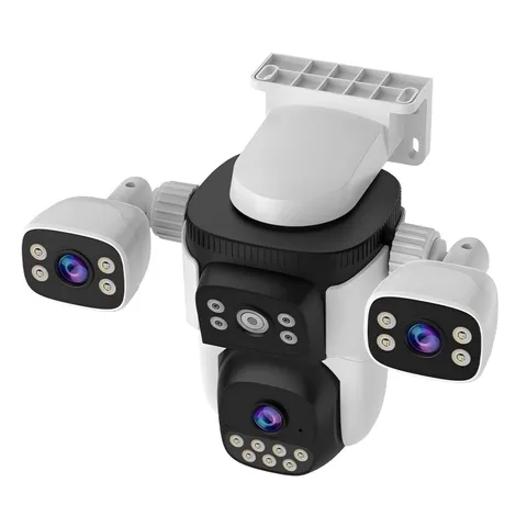 Triple Lens WiFi PTZ Security Camera, Three Cameras in One, Side Cameras with...