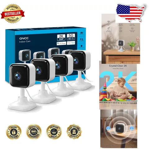 Indoor Security Cameras 4pk, 2K HD, 5G WiFi, Motion Detect, 2-Way Audio, Nigh...