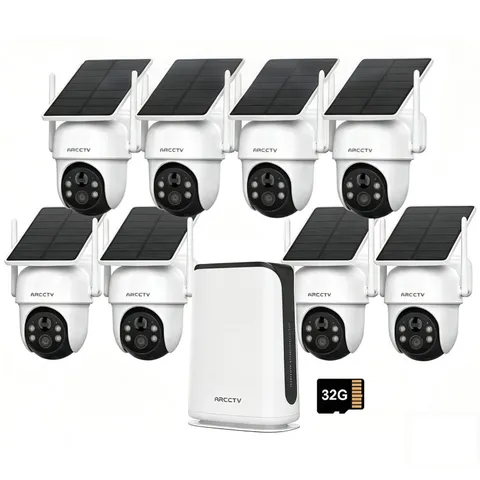 Solar Security Camera System Outdoor Wireless PTZ Color Night Vision PIR Motion