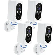 Security Cameras Wireless Outdoor 355° Pan Rotating 2K White 4 Pack,