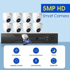 5MP Lite 8CH DVR H.265 CCTV Security Camera System Night Vision with 1TB HDD