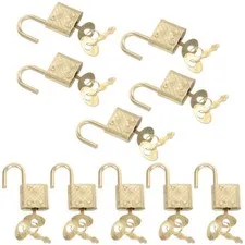 10Pcs Compact Zinc Alloy Golden Padlocks with Two Keys for Safety Use