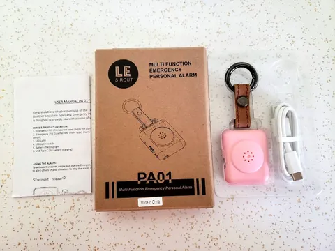 LE Sircut PA01 Emergency Personal AlarmMulti Function Pink Rose LED Flashlight