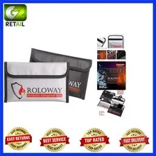 Sturdy 5x8 Fireproof and Water-Resistant Bag - Ideal for Cash & Jewelry (2-Pack)