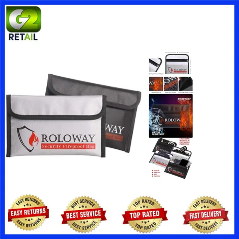 Sturdy 5x8 Fireproof and Water-Resistant Bag - Ideal for Cash & Jewelry (2-Pack)