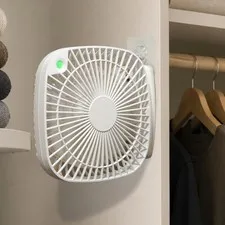 Motion Sensor Wall Fan Rechargeable AA Backup No Drill Hook Mount