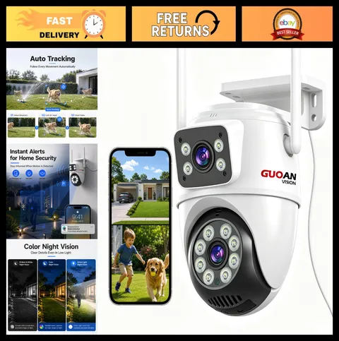 6MP Dual Lens Outdoor Security Camera, 5GHz WiFi Home Surveillance System