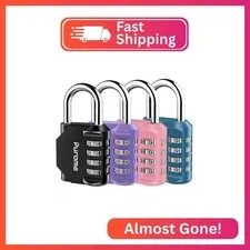Puroma 4 Pack Combination Lock Locker 4 Digits Combo Padlock Gym 4 Color