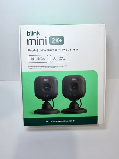 Blink Mini 2k+ Cameras Indoor/Outdoor Plug-in 2K Video ( 2 Packs Of Black)