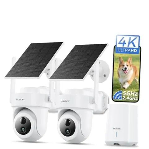 4K Security Cameras Wireless Outdoor, No Subscription, 8MP Solar 2-Cam-Kit