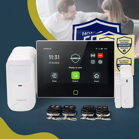 HOMSECUR Wireless WIFI 4G LCD Home Alarm System Touch Screen+PIR+5*Door Sensor
