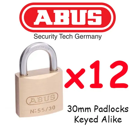  Padlocks ABUS Brass 30mm x12  BULK LOT Keyed Alike High quality