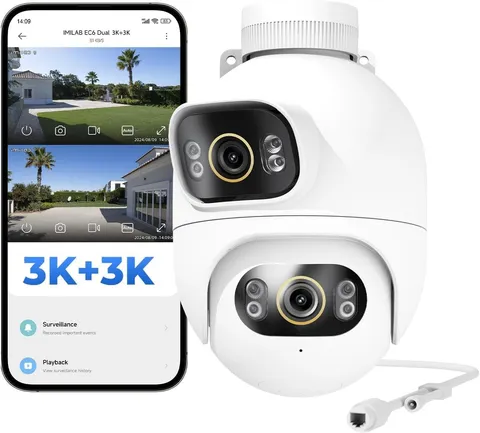 EC6 Dual 3K+3K Plug-in Outdoor : Outdoor for Home w/Motion Spotlight/Siren, W...