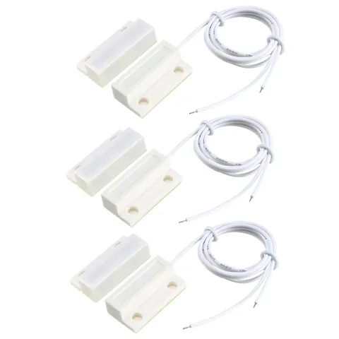 3pcs MC38 Surface Mount Wired NO Door Sensor Alarm Magnetic Reed Switch White