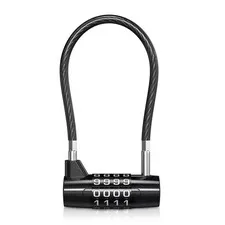 4-Digit Combination Padlock with Steel Cable, Waterproof Lock for Bike, Gym & Lu