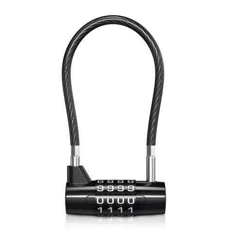 4-Digit Combination Padlock with Steel Cable, Waterproof Lock for Bike, Gym & Lu