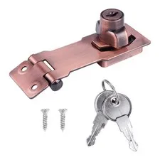 Golden Zinc Alloy 90 Degree Durable Keyed Hasp Lock for Home Cabinet Security