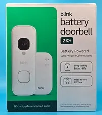Blink - Battery White Doorbell 2K+ Sync Module Core Wireless Video
