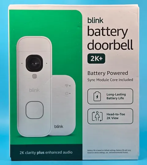 Blink - Battery White Doorbell 2K+ Sync Module Core Wireless Video