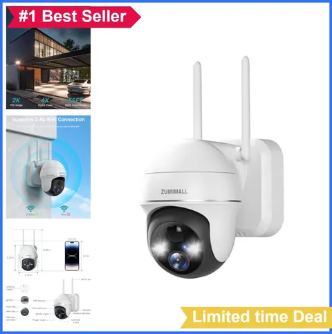 Security Camera Wireless Outdoor Battery Powered 2K 360 View Color Night Vision