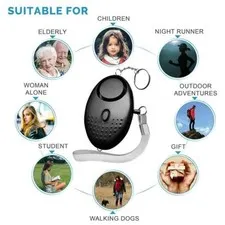 130db Personal Safesound Alarm Keychain with LED Black for Women Kids Girl