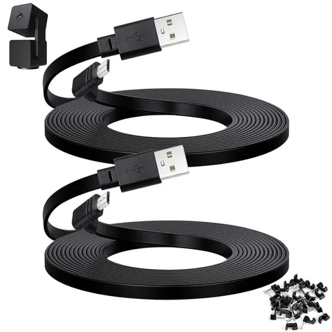 2-Pack 30 Ft Cable for WYZE Cam Pan V3 Outdoor Camera, Micro USB 90-Degree | Fla