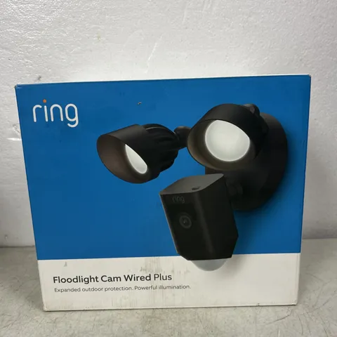Ring Floodlight Cam Wired Plus Outdoor Wired Full HD Surveillance Camera - Black