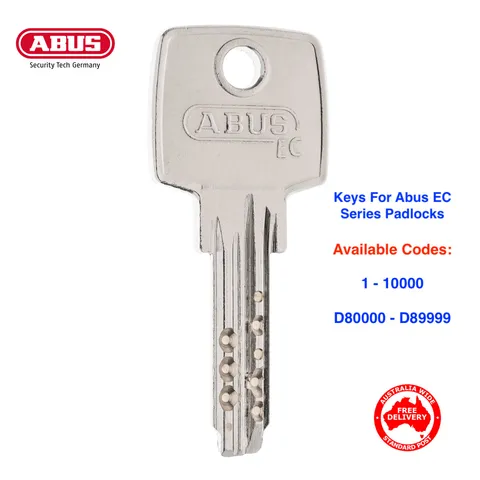 Replacement ABUS EC 75/30 & 75/40 - D8 -Padlock Dimple Keys Cut To Code Number