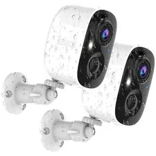 2K Wireless Surveillance Cameras, Color Night Vision, 2 Pack