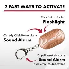 New Sealed Sabre 2-in-1 Personal Alarm Light Rose Gold With LED Light 130dB Dual