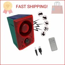 QXMH Solar Outdoor Motion Sensor Alarm - Dog Barking&Gunshot Sound 130db Motion