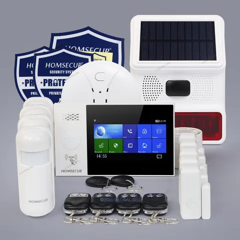 HOMSECUR Smart Wireless Home Alarm System Kit 5 Door Sensors 4 PIR 1 Solar Siren