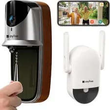 Wireless Solar Video Doorbell Camera Chime Pro, 2K Wide-Angle,WiFi,NO FEES,Alexa