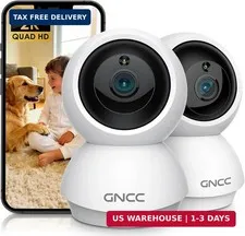 2K Cameras for Home Security,360°Pan/Tilt Indoor Camera with App,2Pack