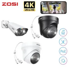 ZOSI 8MP PoE Security CCTV IP Camera Waterproof AI Detection 2-Way Talk Add-on