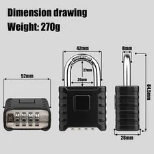 Heavy Duty Combination Padlock, Large Outdoor Padlock [One-Touch Unlocking] H...