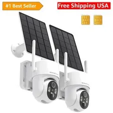 4G LTE Cellular Security Camera - 2K HD, Solar-Powered, No Wi-Fi Needed, 2 Packs