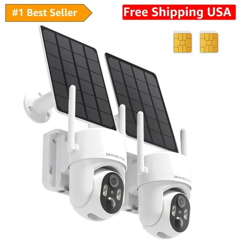 4G LTE Cellular Security Camera - 2K HD, Solar-Powered, No Wi-Fi Needed, 2 Packs