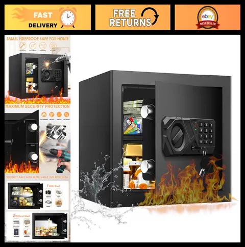 Fireproof Waterproof Safe 1.2 Cubic Feet - Digital Keypad, Removable Shelf, Secu