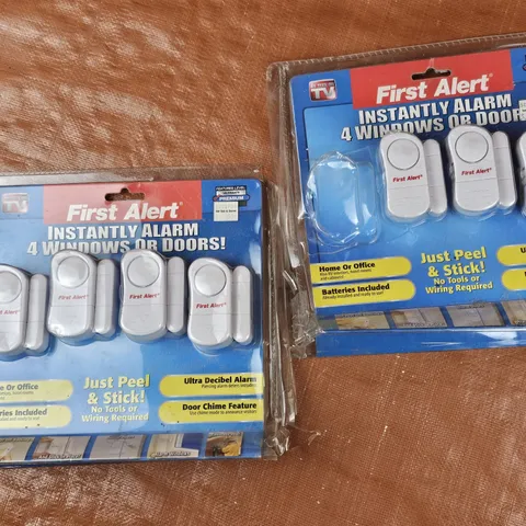 2 Sets  First Alert Instantly Alarm 4 Windows or Doors Peel & Stick security New