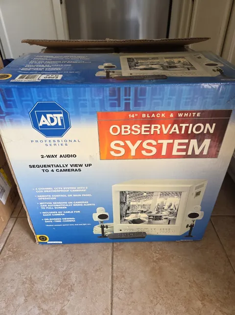 New ADT Home Security CCTV Hard Wired Obs. System 14" TV  2 Cameras 2 Way Audio