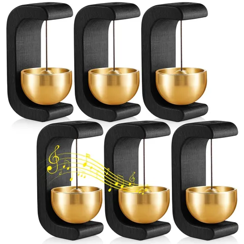 Zonon 6 Pcs Magnetic Wooden Wind Chime Doorbell Decoration Black Beech 