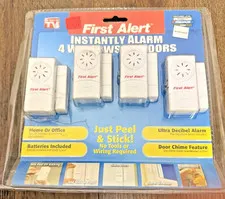 FIRST ALERT® peel and stick door/window alarms set of 4 NEW!