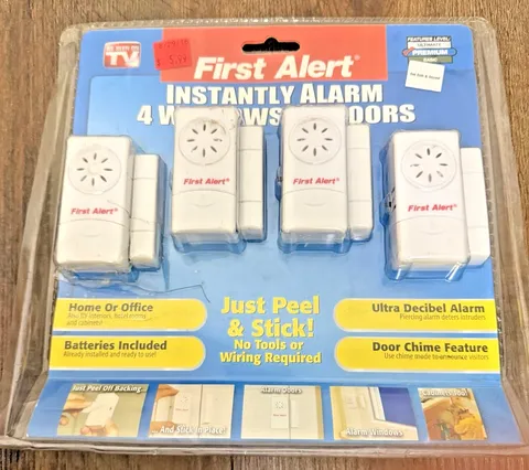 FIRST ALERT® peel and stick door/window alarms set of 4 NEW!