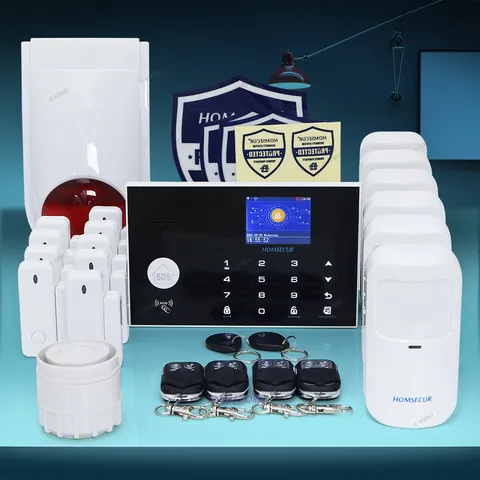 HOMSECUR Wireless&Wired 4G/3G/GSM WIFI Home House Alarm System+Red Flash Siren