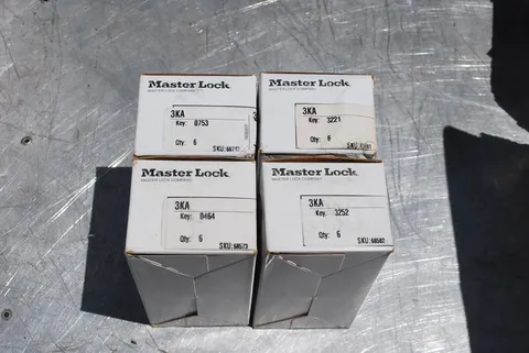 24 LOT Master Lock 3KA COMMERCIAL  KeyED  Padlock Lockout 3/4" Shackle Ht NEW