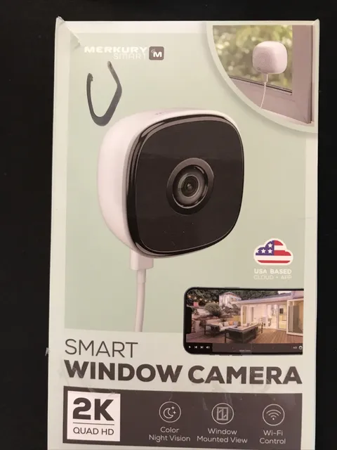 Merkury Smart 2K Window Security Camera with 4MP Quad HD, OPEN BOX