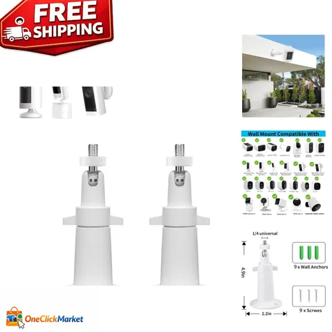 2 Pack Universal Camera Wall Mounts - Adjustable & Waterproof for Arlo & Ring